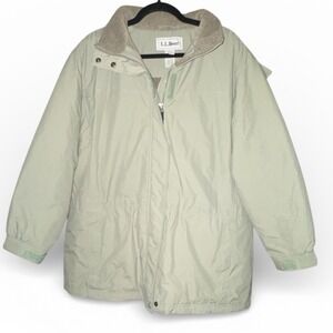 LL Bean Jacket Womens Large Thinsulate Fleece Lined Quilted Hooded Toggle Waist